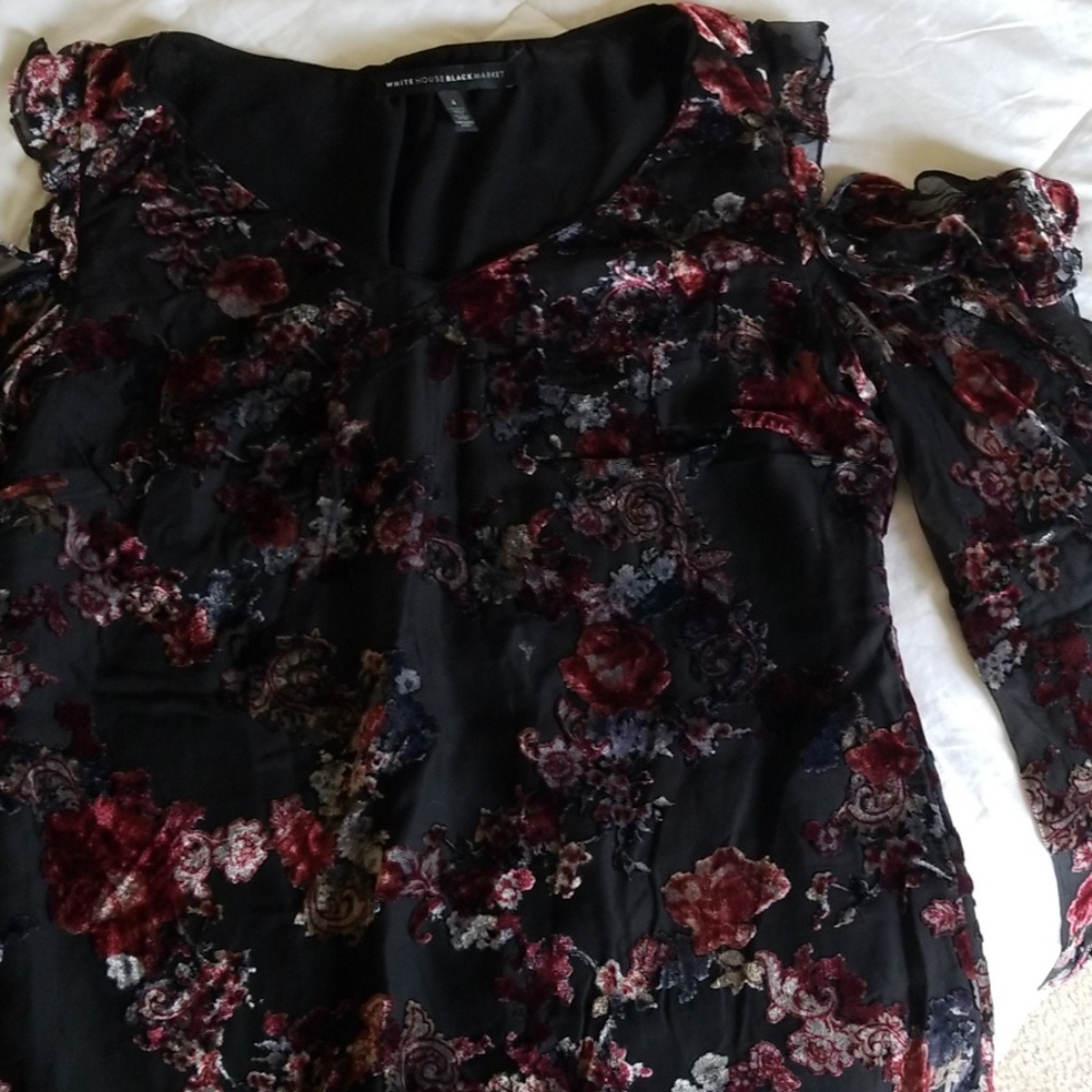 WHBM Velvet Floral Blouse